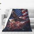 thumbnail image 2 of Majestic Bald Eagle Flannel Throw Blanket，Textured American Flag Blanket, Veterans Day Gift Flannel Blankets 50x40, 2 of 6