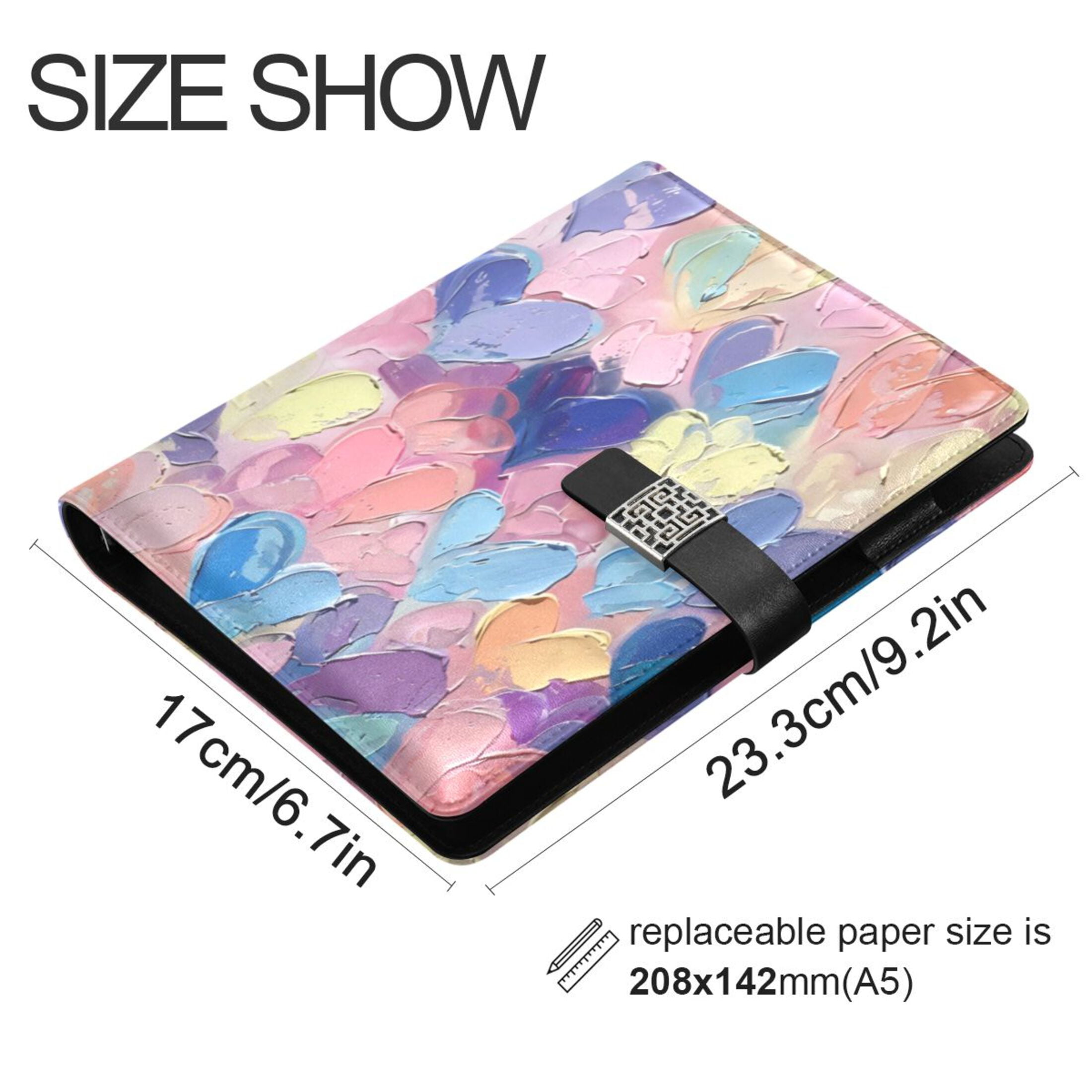 Leather Planner Leather Notebook Notebook Journal Binder Design Pen Pocket Design Convenient for Storage Pink Heart