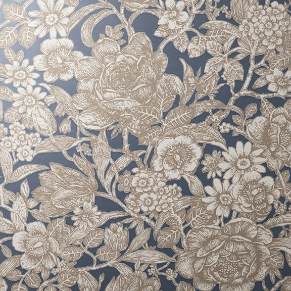 Fine Decor Hedgerow Navy Floral Trails Wallpaper