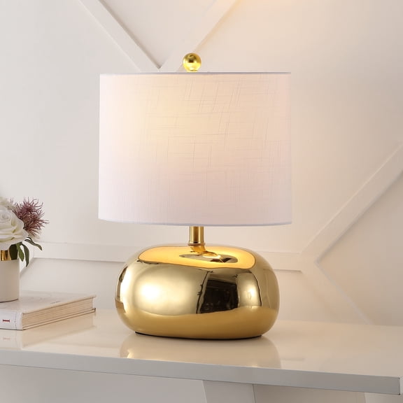 JONATHAN Y Calix 20" Mid-Century Glam Ceramic/Iron LED Table Lamp, Gold, JYL4057A
