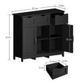 thumbnail image 6 of Farmhouse Storage Cabinet with 3 Drawers, Wooden Floor Cabinet with 2 Doors and 2 Open Shelves, Accent Cabinet for Living Room, Bedroom, Entryway, Black, 6 of 6