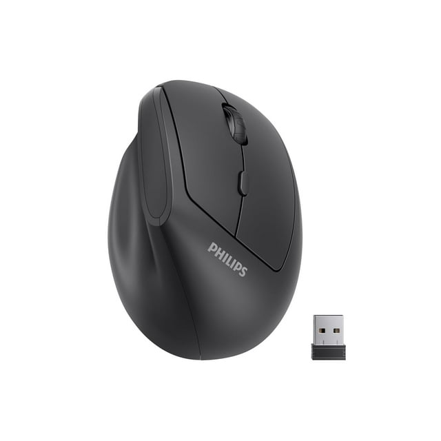 Ratón PHILIPS Ergonómico Vertical 2,4 GHz Inalámbrico Negro