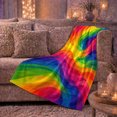thumbnail image 6 of Abstract Rainbow Wave Spectrum Art, Dramatic Coastal Landscape Scene, Warm Flannel Blanket for Beach House and Living Room, Beach Lovers Housewarming Gift, Coastal Home Decor, 6 of 9