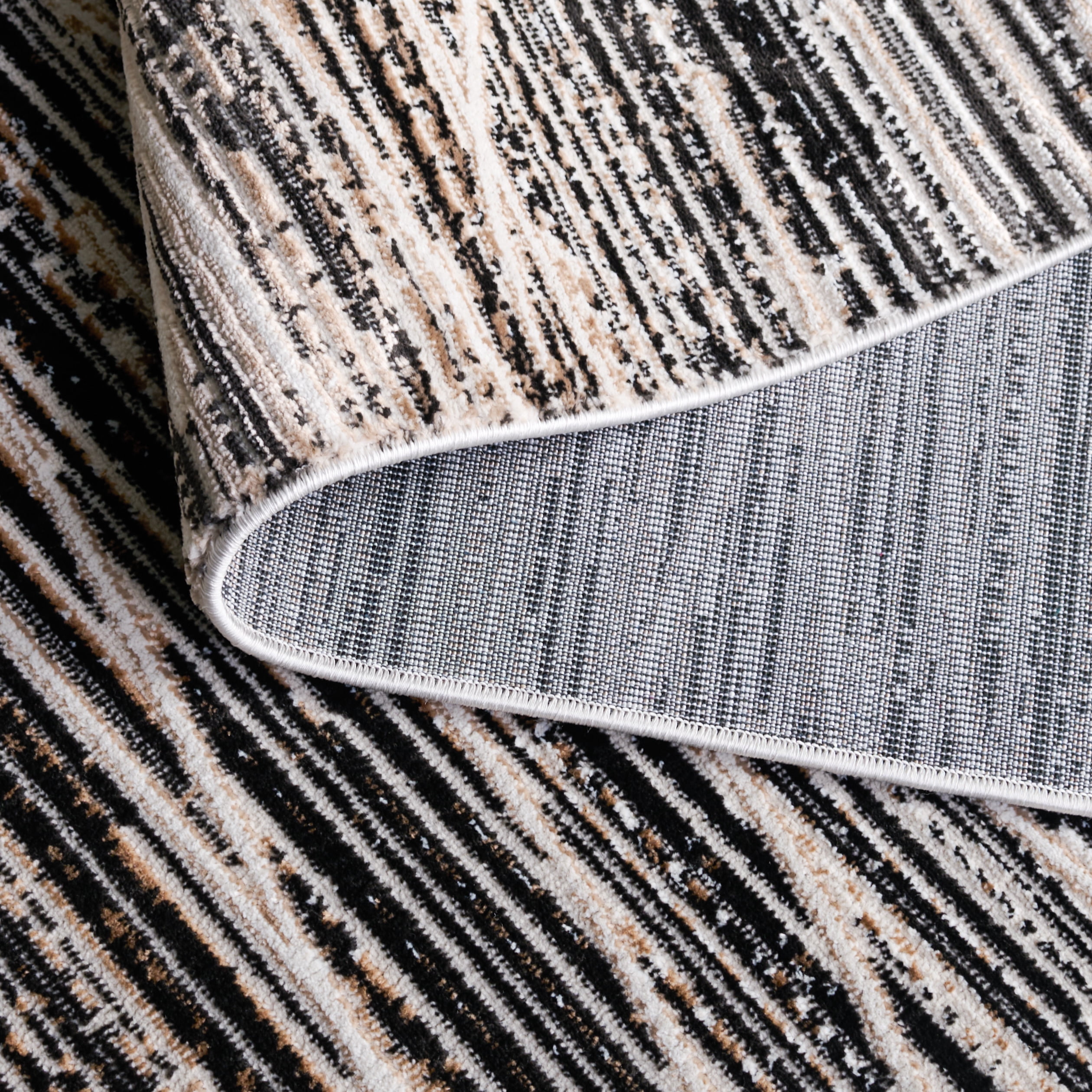 Safavieh Mila Anselmo Geometric Striped Polyester Area Rug, Black/Beige Ivory, 4' x 6'
