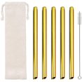 thumbnail image 1 of 5 Pcs Pailles en Métal Réutilisables avec 1 Brosse, Grandes Pailles Droites Colorées, Paille en Acier Inoxydable Recyclée pour Gobelet Rumbler Boisson Froide, Pailles pour Maison Bar Boutique de Boissons (Or), 1 of 6