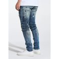 thumbnail image 3 of Embellish NYC Men's Moto Biker Rip & Repair Distressed Skinny Fit Denim Jeans (30, Indigo Blue), 3 of 4