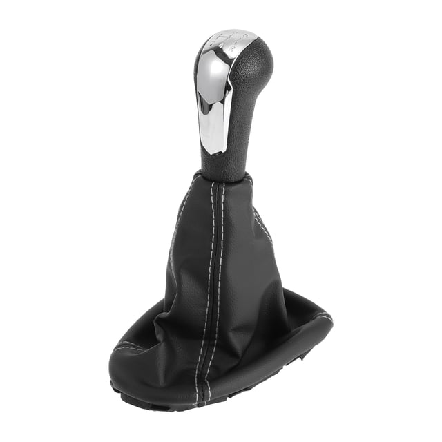 Pomo de Cambio Manual de 5 Velocidades Único para Chevrolet Spark 2011-2015, Plástico de Cuero Sintético, Palanca de Cambio, Negro, Tonalidad de Cromo Plateado
