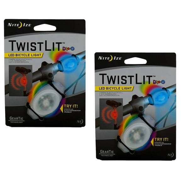 Nite Ize TwistLite LED Bicycle Safety Accessory Glow & Flash Mode, 2 Pack, Disco Multi Color