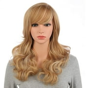 Full Head Beautiful Long Curly Wave Stunning Wig Charming Curly Costume Wigs with Fringe ( Blonde Mix)