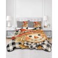 thumbnail image 2 of Quilts Queen Size Bedding Set, Thanksgiving Reversible Summer Quilt 3 Pieces, Fall Scarecrows Sunflowers Black Check Lightweight Bedspreads Coverlets with 2 Pillow Shams for All Seasons, 2 of 5