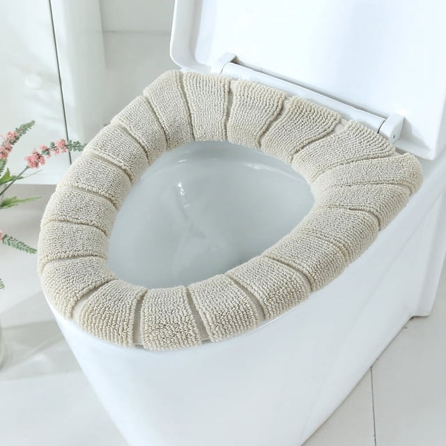 Almohadilla de inodoro engrosada Cojín de inodoro portátil Funda de inodoro universal lavable y cálida de punto