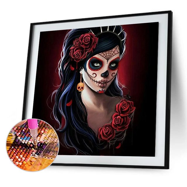 Cuadros Decorativos Calavera dama 5D diamante pintura DIY mosaico cuadrado completo imagen (ZQF8106) Tmvgtek embutido en tela