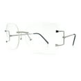 thumbnail image 5 of Luxury Fashion Rectangular Rimless Oversize Butterfly Clear Lens Eye Glasses Silver, 5 of 8