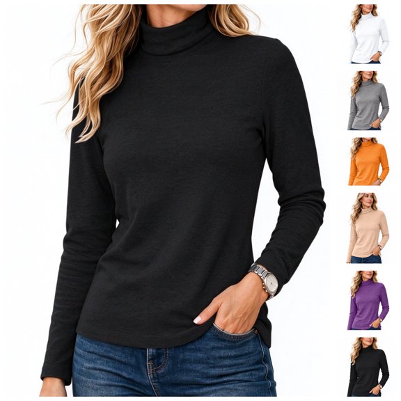 FAZVAOO Women's Turtleneck Base Layer Shirt Stretchy Warm Winter Layering Shirt