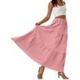 thumbnail image 6 of Womens Boho Casual Maxi Skirts Flowy Elastic High Waisted A-Line Long Skirts with Pockets Pink L, 6 of 7