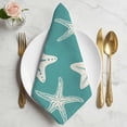 thumbnail image 2 of Turquoise Starfish Coastal Cloth Napkins, Nautical Summer Ocean Abstract Art Washable and Reusable Dinner Napkins Set of 4, Table Napkin for Kitchen Party Birthday Wedding Hotel Housewarming 20"x20", 2 of 9