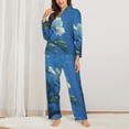 thumbnail image 2 of Balery Hibiscus Flowers Calm Water Pattern Pajama Sets for Women Long Sleeve 2 Piece Sleepwear Loungewear Sets Soft PJ's with Pockets Long Sleeve Comfy Pj Sets-Large, 2 of 7