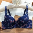 thumbnail image 2 of YUGYXL Flower Printed Bra for Women Daily Gather Seamless Bra Full Coverage Underwear Bras Comfy Breathable Adjustable Bra Dark Blue 40, 2 of 3