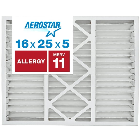 Aerostar 16x25x5 MERV 11 Pleated Air Filter, AC Furnace HVAC, 2 Pack