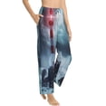 thumbnail image 3 of Kdxio Women's Comfy Stretch Lighthouse in a Stormy SeaPrint Drawstring Pajama Pants-Small, 3 of 9