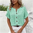 thumbnail image 5 of ATENAR T Shirts for Women Soft Lightweight Shirts for Women Loose Button Tee Green 5XL, 5 of 8