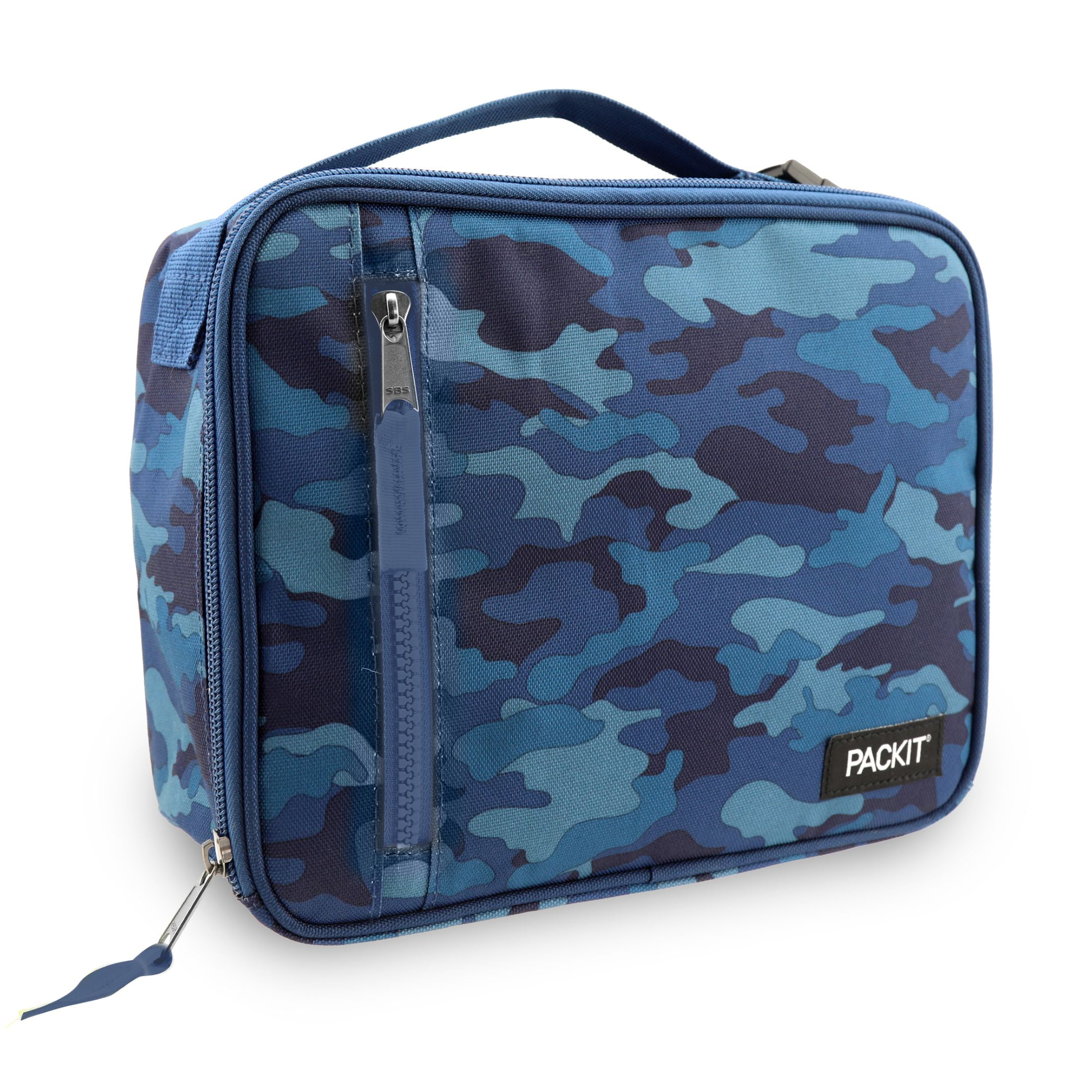 PackIt Freezable Classic Lunch Box, Unisex Blue Camouflage, BPA Free, Non Toxic Polycanvas, Reusable Lunch Boxes, 1 Count
