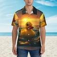 thumbnail image 2 of Sikiie Cartoon Swimming Yellow Duck Print Men's Hawaiian Shirt, Summer Beach Button Pocket Short Sleeve T-Shirt,Medium, 2 of 7