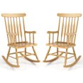 thumbnail image 1 of Costway Set of 2 Wood Rocking Chair Porch Rocker Indoor Outdoor Seat Glossy Finish Black Natural, 1 of 1