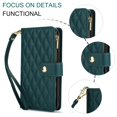 thumbnail image 6 of Decase for Google Pixel 7 Wallet Phone Case with Crossbody Lanyard Strap&Wrist Strip,Shockproof Stylish Zipper Pockets Case with Card Slots+Cash Slots,PU Leather Folio Book Design,Green, 6 of 9