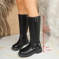 thumbnail image 3 of Aihuaihua Mid Calf Boots for Women Side Zipper Motorcycle Boots Low Heel Buckles Biker Riding Boots 2025 Fasion, 3 of 10