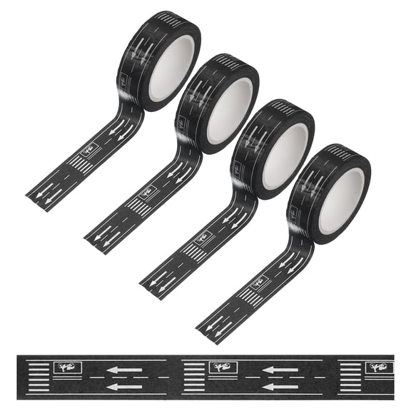 Uxcell 132ft Tape Car Track Tape Traffic Washi Tape Highway Train for DIY Craft Style 8, Black