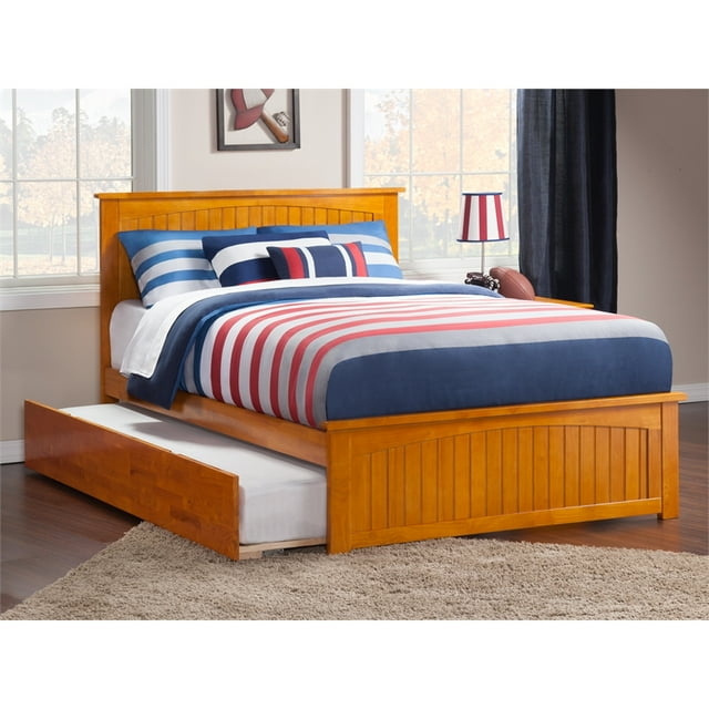 AFI Nantucket Lit Plate-Forme en Bois Massif avec Simple Gigogne en Latte de Caramel