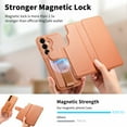 thumbnail image 6 of Detachable Wallet Case for Samsung Galaxy S25 Plus with RFID Blocking Card Holder, Premium PU Leather Magnetic Stand Shockproof Removable Flip Protective Cover with Wristband, Brown, 6 of 14