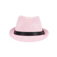 thumbnail image 2 of Simplicity Panama Style Fedora Straw Sun Hat with Leather Belt, Light Pink, LXL, 2 of 4
