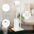 thumbnail image 3 of Free Standing Toilet Paper Holder with Wood Base, White, 3 of 8