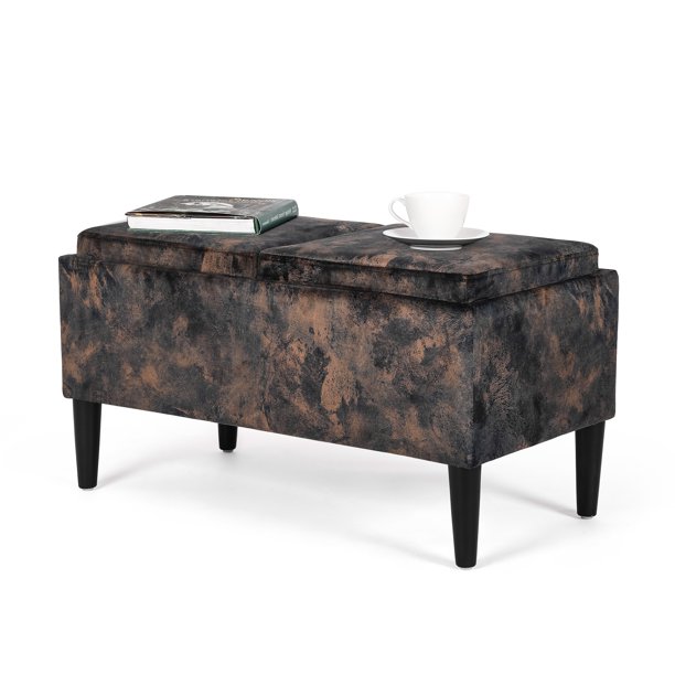 Homebeez Storage Ottoman Bench,Folding Storage Long End of Bed Seat