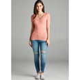 thumbnail image 2 of Emmalise Women's Slim Athletic Fit Vneck Tshirt Half Sleeves Top Plus Size (Dusty Salmon, 1xl), 2 of 6