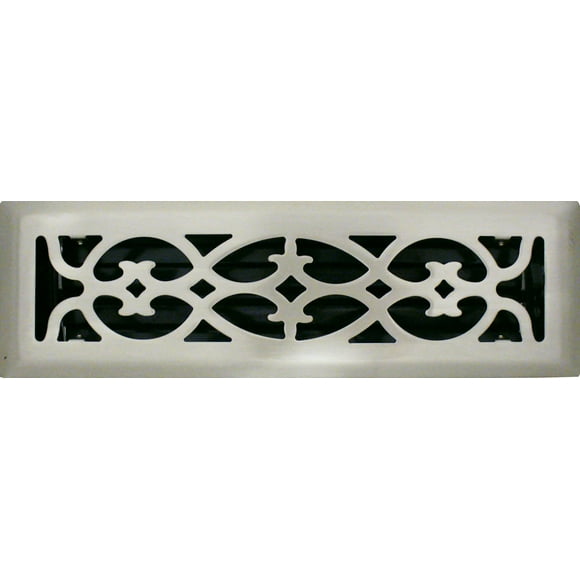 2" x 10" (3.5" x 11.25" Overall Size) Brushed Nickel Victorian Register with Damper (HVAC Vent Cover)
