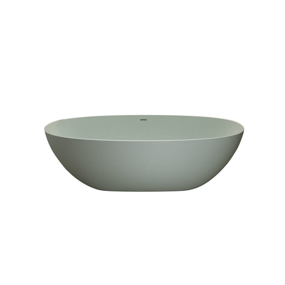 MIKIBAMA Green Resin Stone Freestanding Soaking Bathtub 55.1"L x 29.5"W