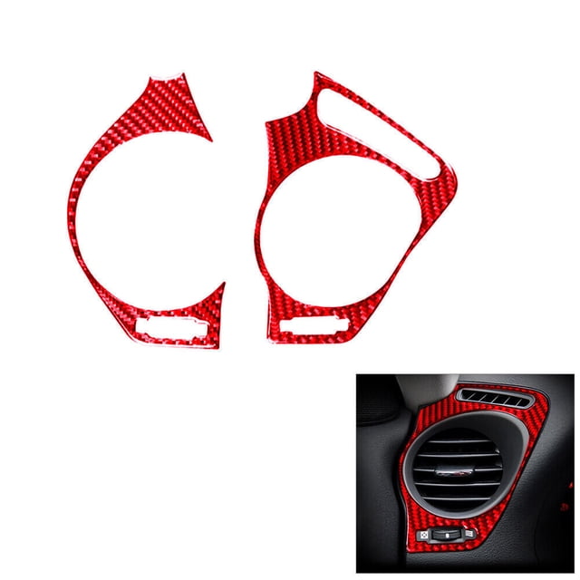 Real Bright Soft Car Interior Carbon Fiber Sticker Decoration2Pcs Red Carbon Fiber Air Vent Outlet Cover For Lexus IS250 IS350 2006-2012Auto Car Protection Interior Accessories
