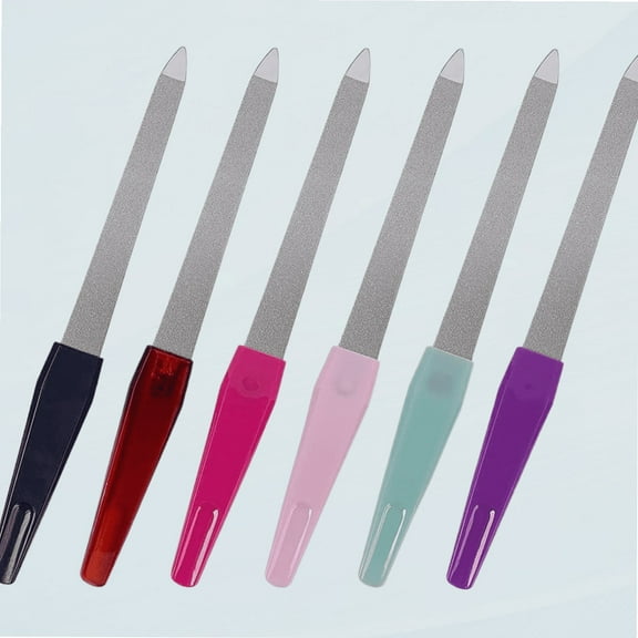 Metal Nail File (6 Pcs), Nail Files for Natural Nails Made of Stainless Steel, Sword Fingernail Files with Sharp Pointed Tip Non Slip Handle, Diamond Finger Nail Filers for Women Sapphire Grit