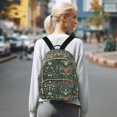 thumbnail image 7 of FORMRS Mini Backpack Purse for Women Quilted Travel Daypack Casual Shoulder Bag, Green Flowers Pattern, 7 of 7