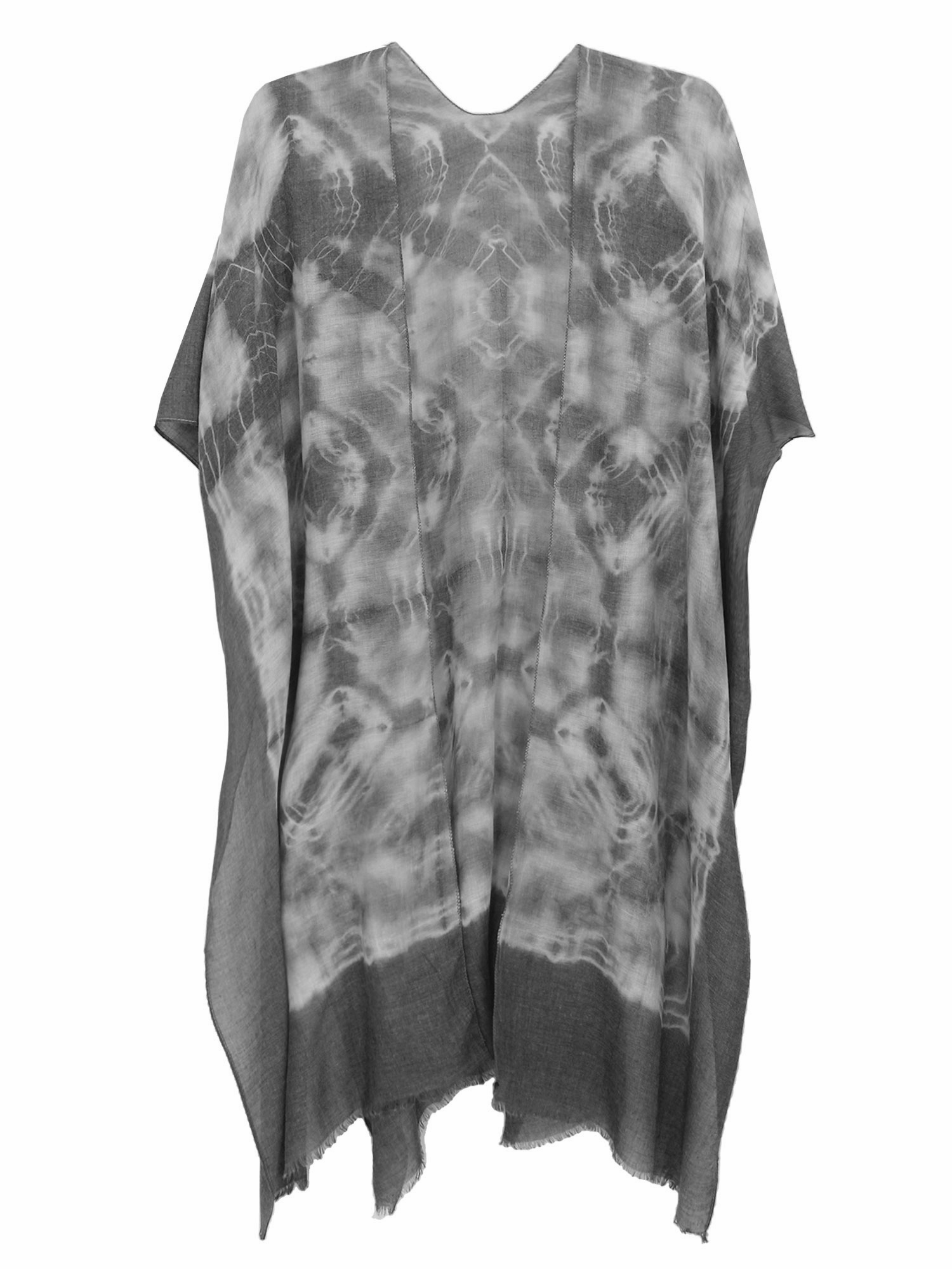 Black Sheer TwoTone Boho Kimono Style Beach Cover Up
