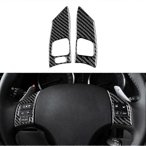 1 Pair Car Black Carbon Fiber Steering Wheel Button Cover Trim Interior Accessories For LEXUS IS250 300 350 2006-2012