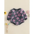 thumbnail image 2 of aturustex Toddler Baby Girls Plush Sweatshirts Rompers 0-24M Infant Long Sleeve Bodysuits Pullovers Crew Neck Flower Jumpsuits Newborn Cozy Warm Floral Winter Clothes Kids Casual Daily Fleece Outfits, 2 of 8