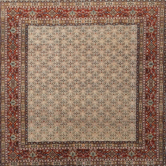 Ahgly Company Machine Washable Indoor Square Traditional Red Brown Area Rugs, 6' Square
