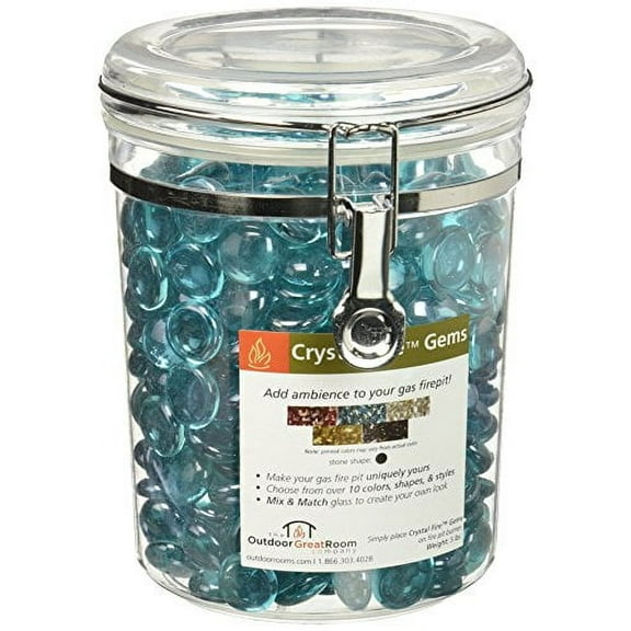 Outdoor GreatRoom Co Fire Pit Glass Rocks (5-Pounds) Tempered Fire Glass Rock Beads Reflective Round Gems for Propane Firepit Fire Table, Gas Fireplace, Aquarium Stones, Plants & A