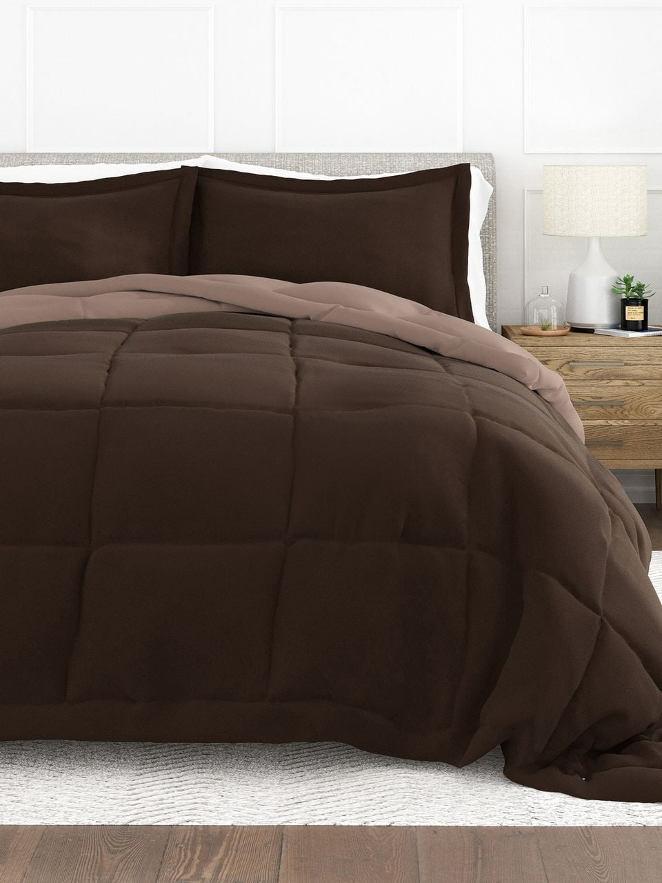 Comfort Canopy Reversible Plush AllSeason Down Alternative Taupe