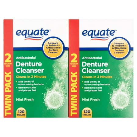 Equate Antibacterial Mint Fresh Denture Cleanser Tablets, 240 Ct