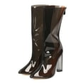 thumbnail image 5 of New Women Cape Robbin Ella-1 Mid-Calf Pointy Toe Lucite Cicrular Heel Boot, 5 of 5